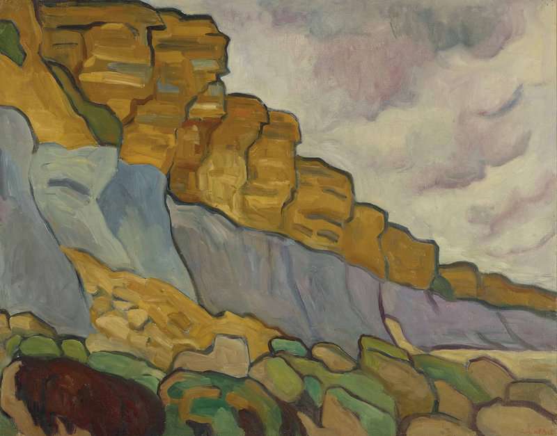 Peinture sur toile, reproduction de Valtat Louis Les Falaises Aux Rochers Ocres Ca. 1909 qualité musée