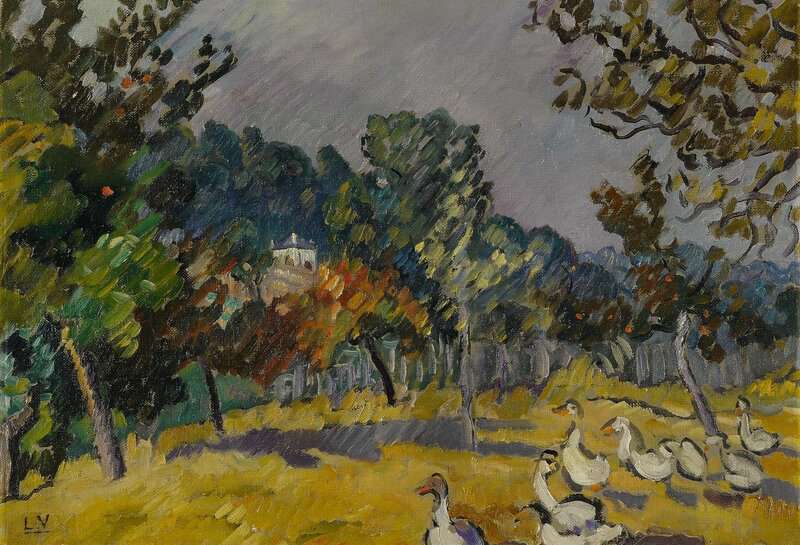 Peinture sur toile, reproduction de Valtat Louis Les Oies Dans Le Pre A Choisel Ca. 1927 qualité musée