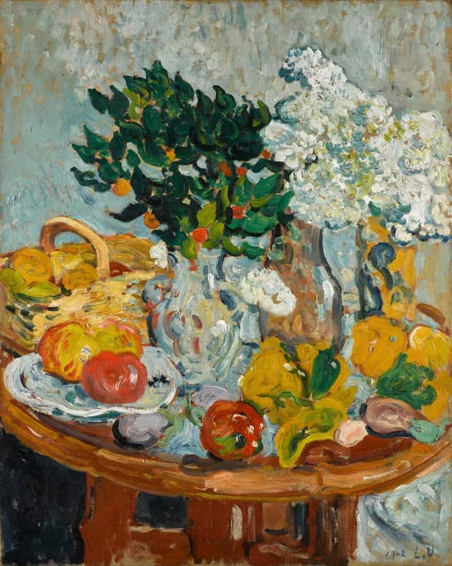Peinture sur toile, reproduction de Valtat Louis Nature Morte Aux Fleurs Et Aux Fruits 1902 qualité musée