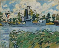 Valtat Louis Navire De Guerre Sur Le Canal De L Orne A Ouistreham Ca. 1935