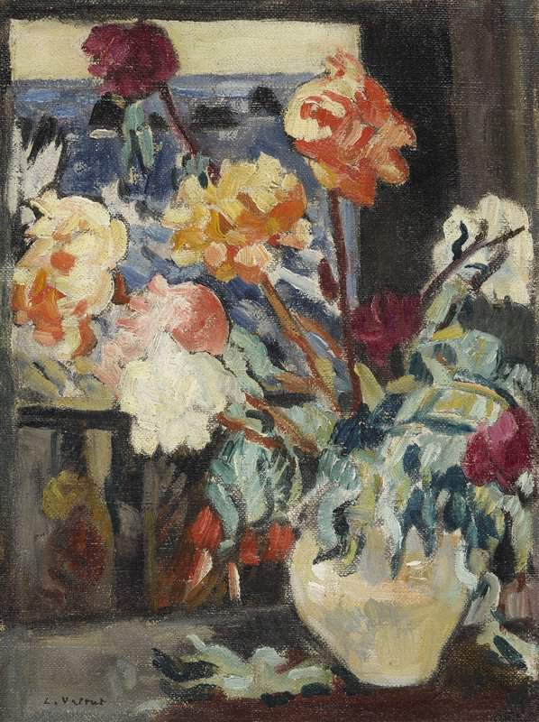 Peinture sur toile, reproduction de Valtat Louis Vase De Pivoines Devant Une Fenetre Ca. 1916 qualité musée