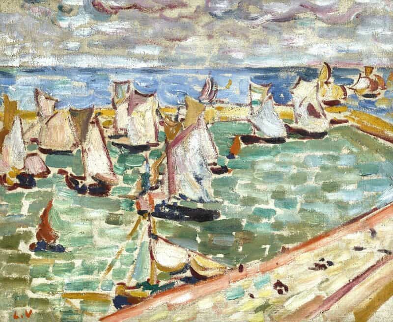 Peinture sur toile, reproduction de Valtat Louis Voiliers Au Port Port En Bessin Ca. 1907 qualité musée