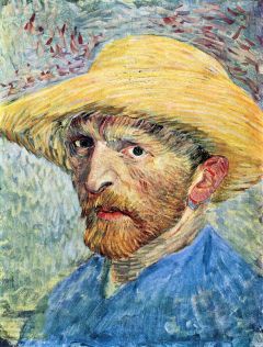 Van Gogh, Autoportrait avec chapeau de paille et chemise bleue
