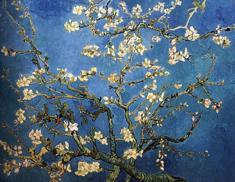 Peinture sur toile, reproduction de Vincent Van Gogh Amandier En Fleurs - Bleu Marine qualité musée