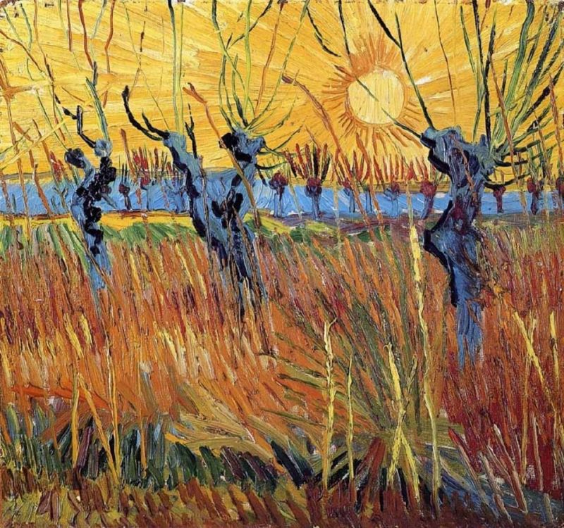 Peinture sur toile, reproduction de Vincent Van Gogh Willows At Sunset Arles March 1888 qualité musée