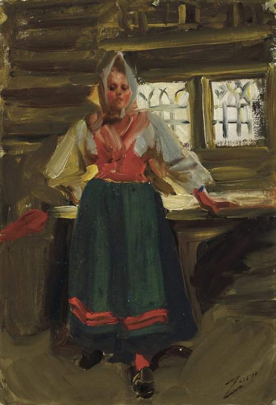 Peinture sur toile, reproduction de Zorn Anders A Swedish Girl In Mora Folk Dress qualité musée