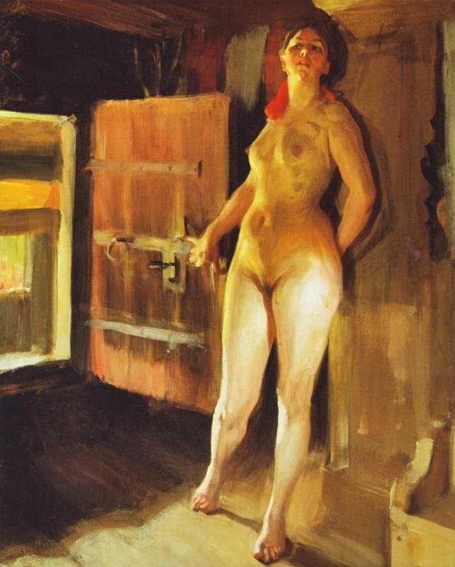 Peinture sur toile, reproduction de Zorn Anders At The Door Of The Loft qualité musée