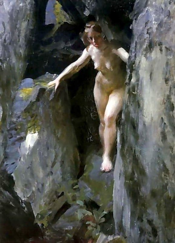 Peinture sur toile, reproduction de Zorn Anders Climbing The Gap In The Rocks Nude qualité musée