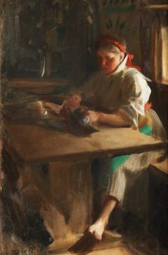 Zorn Anders Ida Plockar Fagel 1907
