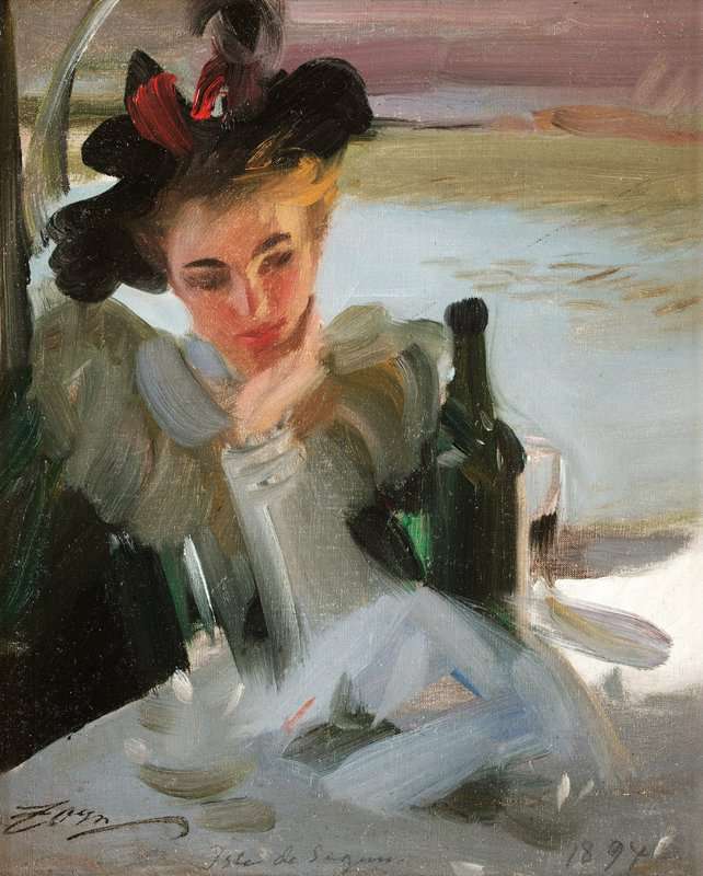 Peinture sur toile, reproduction de Zorn Anders Lady In Cafe Isle De Seguin qualité musée