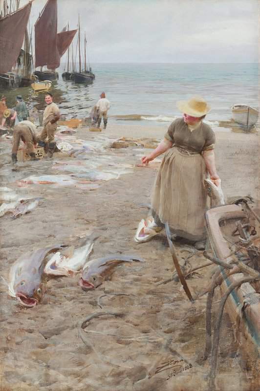 Peinture sur toile, reproduction de Zorn Anders On The Beach St Ives Cornwall England qualité musée