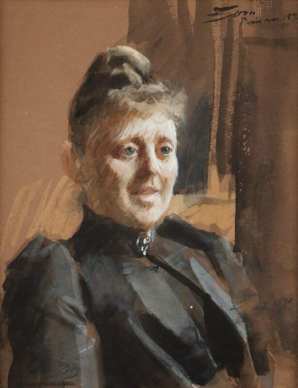 Peinture sur toile, reproduction de Zorn Anders Portrait Of Mrs Milda Klingspor Born Weber qualité musée