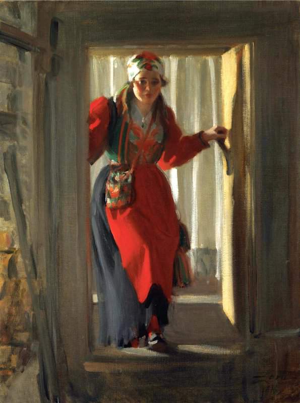 Peinture sur toile, reproduction de Zorn Anders The Chamber Door 1 qualité musée